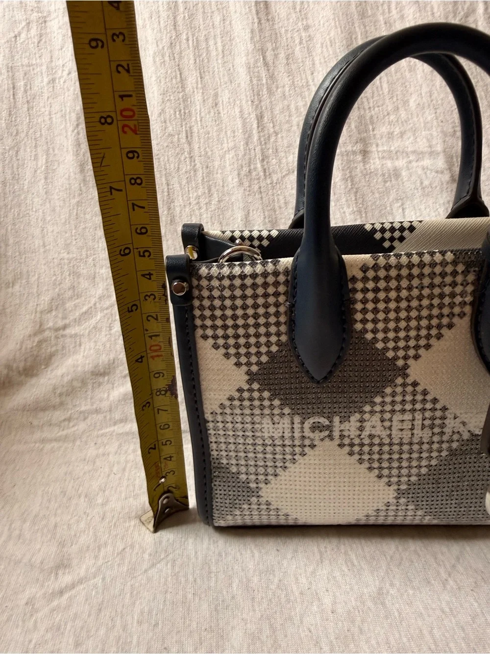 Michael Kors Black & Cream Plaid Mini Satchel